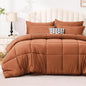 Love's cabin Twin XL Comforter Set Burnt Orange, 5 Pieces Twin XL Bed in a Bag, All Season Bedding Sets with 1 Comforter, 1 Flat Sheet, 1 Fitted Sheet, 1 Pillowcase and 1 Pillow Sham