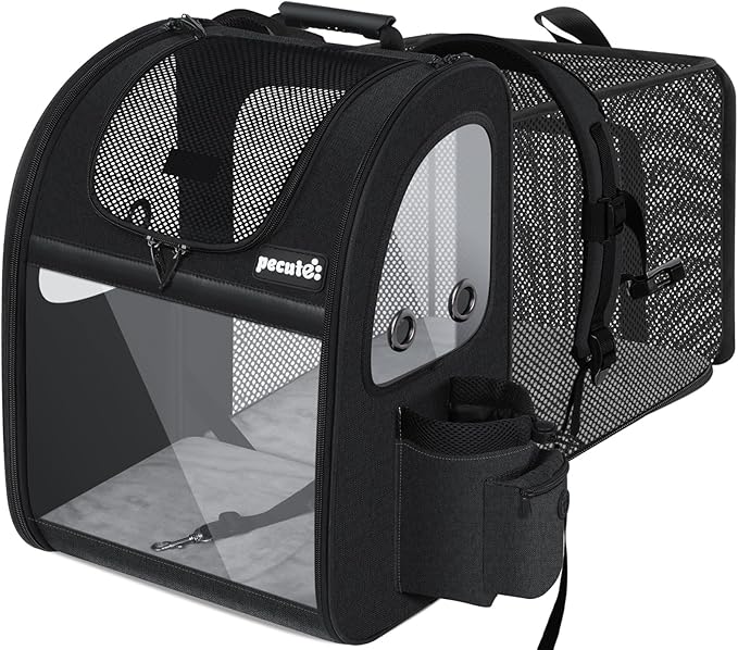 Pecute Pet Carrier Backpack, Dog Carrier Backpack, Expandable with Breathable Mesh for Small Dogs Cats Puppies, Pet Backpack Bag for Hiking Travel Camping Outdoor Hold Pets Up to 18 Lbs-Mewly Pet