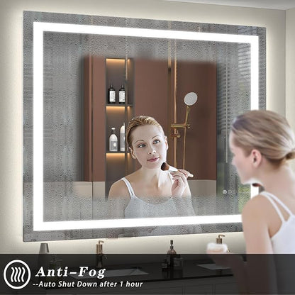44x36 LED Lighted Mirror for Bathroom Wall Mounted, Dimmable Vanity Mirror with Lights, Anti-Fog, ETL Listed (Backlit and Front Lighted)