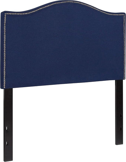 Flash Furniture Lexington Upholstered Twin Size Headboard with Accent Nail Trim in Navy Fabric