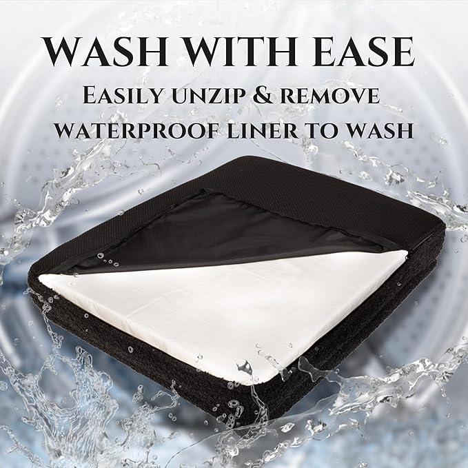 Luxury Boucle Fabric Orthopedic Dog Bed with Memory Foam | Breathable Comfort and Washable Dog Couch Bed with Waterproof Liner & Cover | Ideal Sofa Beds for Medium Dogs - Charcoal 37"x30x6-Mewly Pet