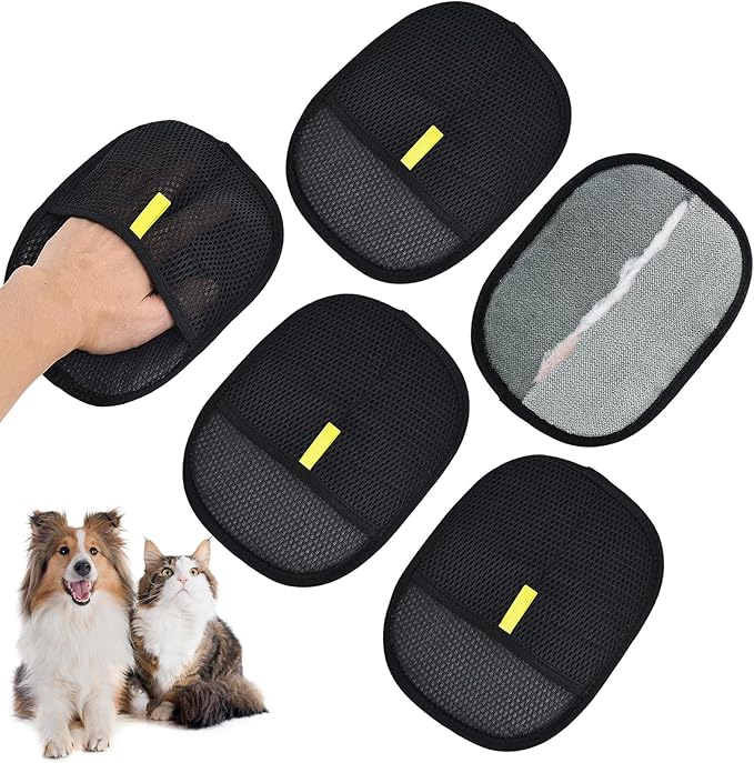 5pc Pet Hair Removal Gloves, Reusable Cats & Dogs Pet Hair Removal Tool,Efficient Pet Hair Removal Electrostatic Gloves is Suitable for Clothes, Sofas, Beds and Carpets-Mewly Pet