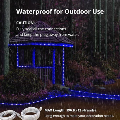 LED Rope Lights, 16.4 Feet Blue Flat Flexible Strip Light, Plug in Novelty Lighting, Connectable and Waterproof for Home Christmas Holiday Garden Patio Party Decoration