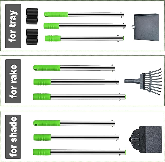 Niubya Pooper Scooper for Dogs, Metal Poop Scooper Tray Spade and Rake Set, Poop Scoop with Adjustable Long Handle, Dog Pooper Scooper for Pet Waste Removal-Mewly Pet