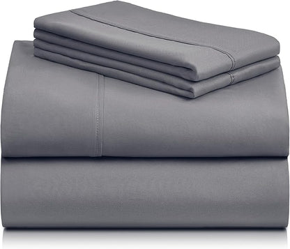 LuxClub Twin XL Sheets - Soft Kids Twin Bed Sheets for Boys and Girls, 3 PC Deep Pockets Wrinkle Free Kids Fitted Sheets Machine Washable Hotel Bedding Silky Soft- Light Grey Twin XL