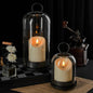 5"&4" Metal Candle Holder with Handmade Glass Dome in Brass & 2 Timer Candles, Set of 2 Versatile Hurricane Glass Candle Holders for Pillar Candles & Plants