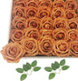 Artificial Rose Flowers 25pcs, Burnt Orange Foam Fake Rose Faux Flower for Wedding Bouquets Bridal Shower Centerpieces Floral Arrangements Home Decorations Party Backdrops Table