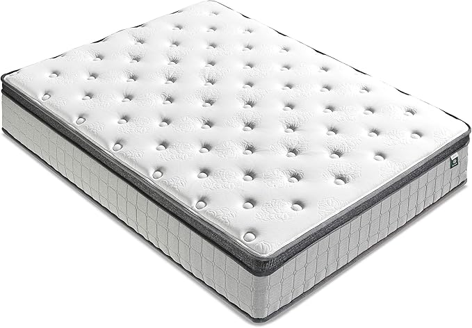 ZINUS 12 Inch Comfort Support Cooling Gel Hybrid Mattress, Full, Euro Top Innerspring Mattress, Motion Isolating Pocket Springs, Mattress in A Box