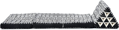 Leewadee - Comfortable Japanese Floor Mattress - Thai Floor Bed with Triangle Cushion - Futon Mattress - Thai Massage Mat, 67 x 21 inches, Anthracite Black, Kapok Filling