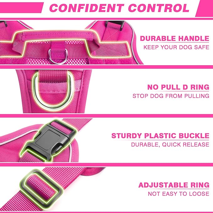 WINSEE Service Dog in Training Mesh Harness with 10 Pet Patches, Soft Air Mesh Breathable Tactical Dog Molle Vest, Reflective Military Pet Vest for Walking Hiking for Medium Dogs-Mewly Pet