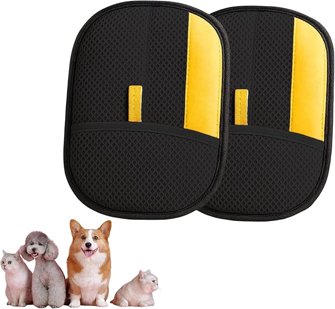 Upgraded pet Hair Removal Gloves, Reusable pet Hair Removal Gloves, 2 pcs cat Hair Removal Devices, Suitable for Clothes, Sofas, Carpets, car Seats. (2PCS Black)-Mewly Pet