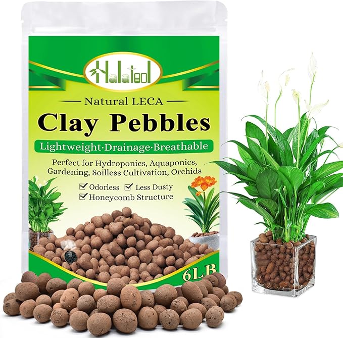 Halatool 6LB Natural Expanded Clay Pebbles for Plants 4mm-16mm Hydro Balls for Aquarium Indoor Potted Plants Premium Hydroponic Growing Media Clay Balls for Hydroponics Aquaponics-Mewly Pet