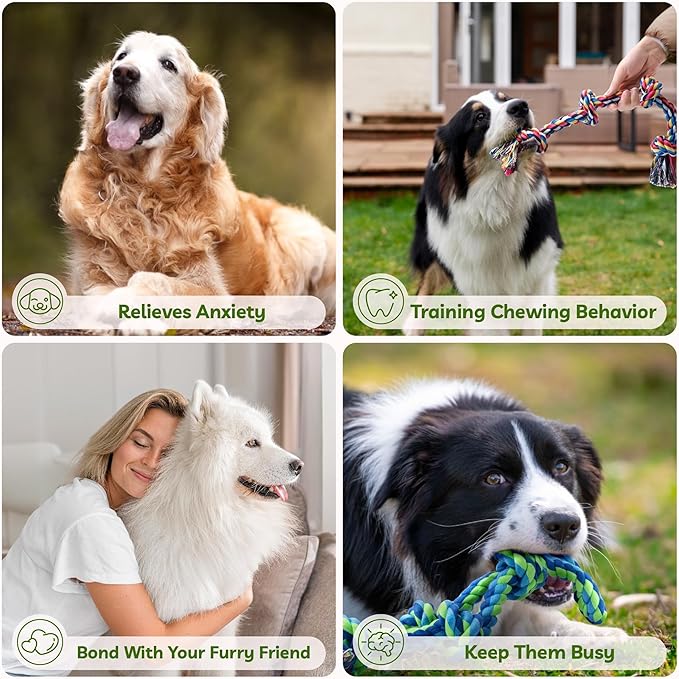 Dog Rope Toy for Large Dogs, 2 Pack Heavy Duty Dog Chew Toys for Aggressive Chewers, Indestructible Dog Toys for Super Chewer, Durable Tug of War Pet Toy for Medium to Large Breed Teeth Cleaning-Mewly Pet