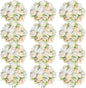 Tigeen Artificial Flowers Artificial Peonies Silk Flowers Faux Peony Fake Peony Silk Hydrangea Bouquet for Wedding Table Centerpiece Floral Vase Decor(Champagne White,12 Bundles)