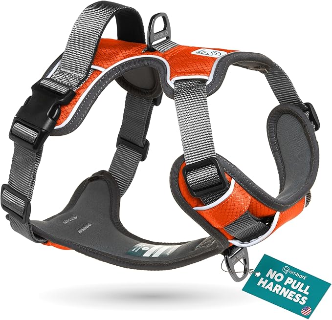 Embark Adventure Dog Harness, Reflective Trim No Pull Dog Harness Medium Sized Dogs - Military Grade Nylon, Front Clip with Gel Lined Handle.-Mewly Pet