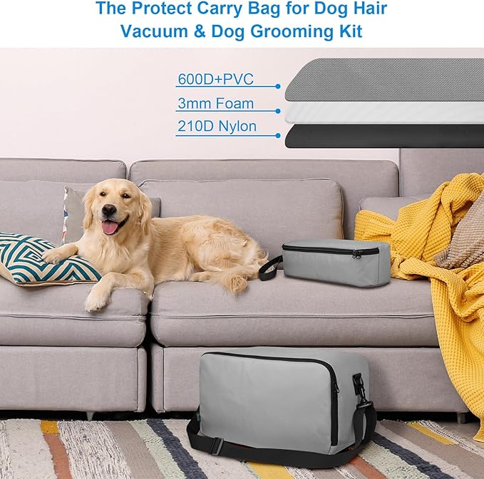 Beautyflier Pet Grooming Supplies Organizer, Protective Tote Bag Case for Pet Grooming Kit & Vacuum Suction Dogs Cats Hair, Travel Pouch Bag for Pet Dog Grooming Vacuum Kit, Bag Only (Gray)-Mewly Pet