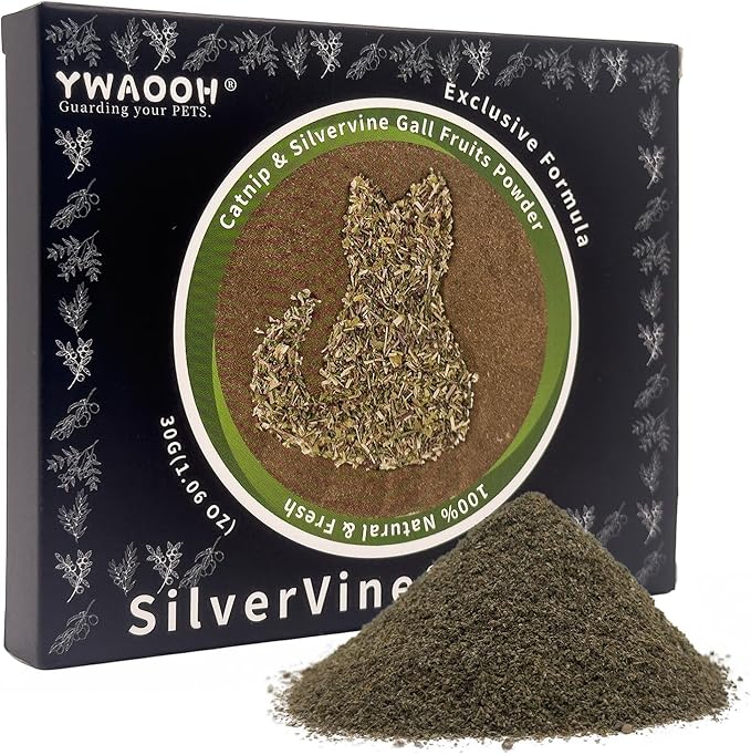 Catnip & Silvervine Powder – 30g Blend of Silvervine Gall Fruit & Catnip, Non-Addictive, for All Cat Ages, Multi-Use with Toys, Scratchers & Protecting Furniture, with 5 Little Pouches-Mewly Pet
