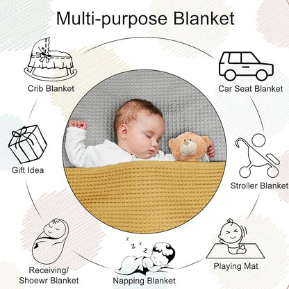 PHF 100% Cotton Waffle Weave Blanket Baby Size,Snag Proof Throw for, 30x40,Lightweight Breathable Moisture-Wicking,Oeko-TEX Certified,Machine Washable, Home Decor Gift-Ginger