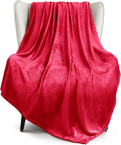 Exclusivo Mezcla Extra Large Fleece Throw Blanket for Couch, Sofa, 300GSM Super Soft and Warm Blankets, Red Throw All Season Use, Cozy, Plush, Lightweight, 50x70 Inches