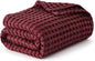 Bedsure Cooling Cotton Waffle Queen Size Blanket - Lightweight Breathable Blanket of Rayon Derived from Bamboo for Hot Sleepers, Luxury Throws for Bed, Couch and Sofa, Burgundy, 90x90 Inches