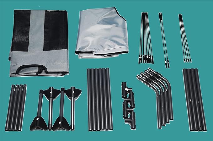 Outdoor XLarge Elevated Dog Bed with Canopy- Durable Oxford Fabric Chew Proof Waterproof Raised Portable Camping Dog Beds Cots with Removable Cover Shade-Mewly Pet