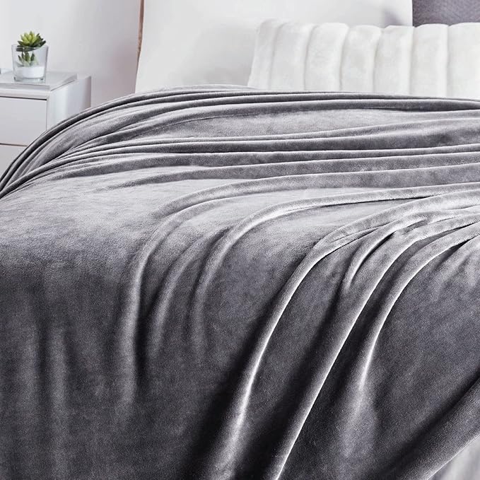 Walensee Fleece Blanket Plush Throw Fuzzy Lightweight (Throw Size 50x60 Dark Grey) Super Soft Microfiber Flannel Blankets for Couch, Bed, Sofa Ultra Luxurious Warm and Cozy for All Seasons