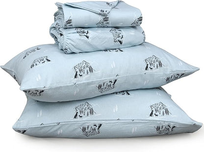 RUVANTI Flannel Sheets Twin XL Size - 100% Cotton Double Brushed Twin XL Sheet Sets, Deep Pockets 16 Inches, All Seasons Breathable & Extra Soft Bed Sheets, Warm & Cozy, 3 Piece, Soul Dog