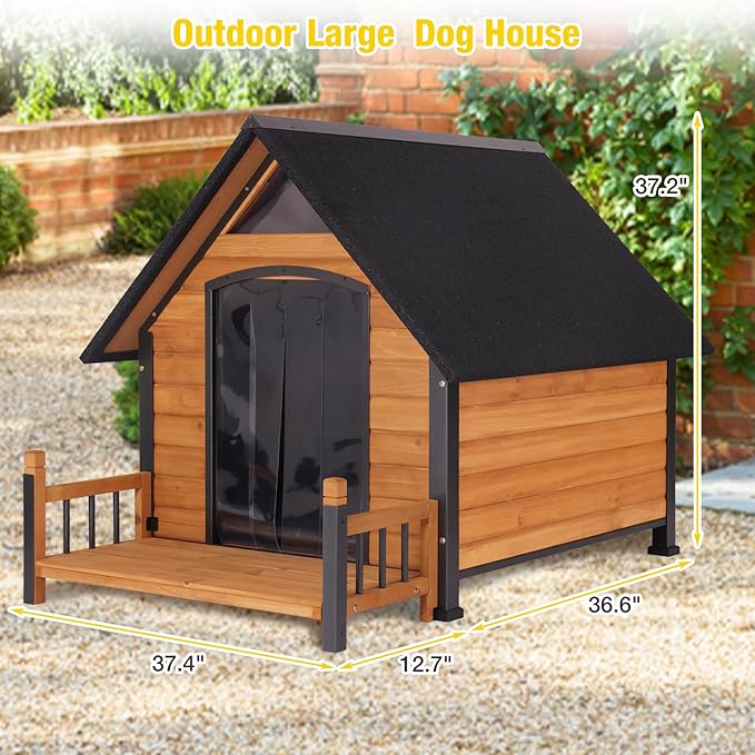 AIVITUVIN Outdoor Dog House with Anti-Chewing Durable Metal Frame Dog Kennel for Large Breed Dog Shelter Weatherproof (Brown 50.9" D x 37.4" W x 37.2" H-Mewly Pet