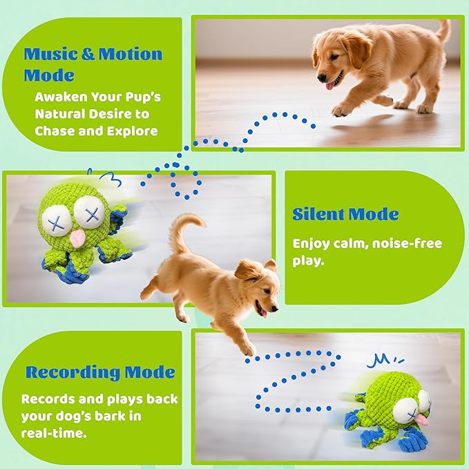 Interactive Octopus Dog Toys – Rechargeable Dog Squeaky Toy with Bouncing Ball, Music, Recording & Silent Modes – Moving Toys to Keep Dogs Busy for Small, Medium & Large Breeds-Mewly Pet