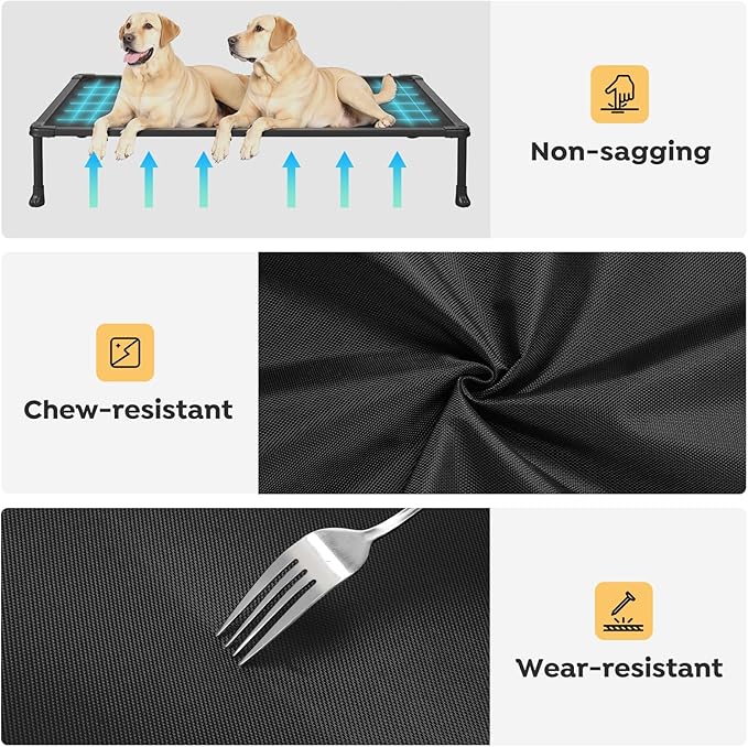 Veehoo Chew Proof Dog Bed - Large Dogs' Non-Chewable, Anti-Scratch Training Platform Hammock, Cooling Off-Ground Cots, CWC2420ACP-Mewly Pet