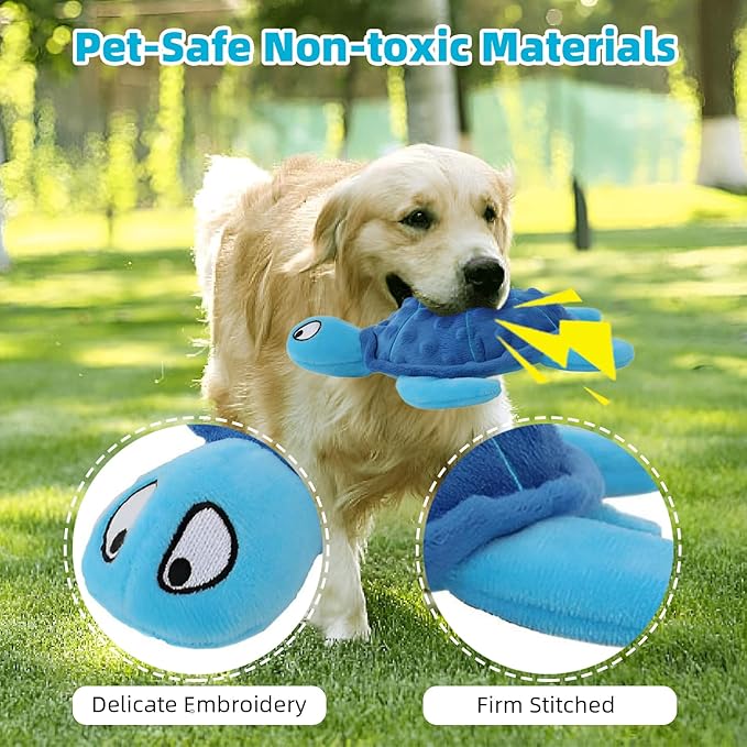 Adpartner Crinkle Dog Toys, 2 Pack Stuffed Turtle Dog Toys Squeaky Plush Dog Toy to Keep Them Busy, Interactive Dog Squeaky Toys for Small to Medium Dogs Teething Training Reduce Boredom-Mewly Pet