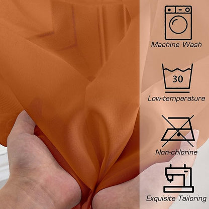 OWENIE Sheer Curtains 54 inches Long for Living Room Bedroom, Rod Pocket Light Filtering Voile Sheers Panels Drapes Small Window Treatments 2 Panels, 42" W x 54" L, Orange
