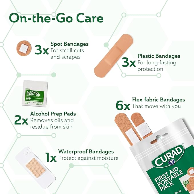 CURAD First Aid Portable Pack |15 - Count On-the-Go Essentials |12 Packs-Mewly Pet