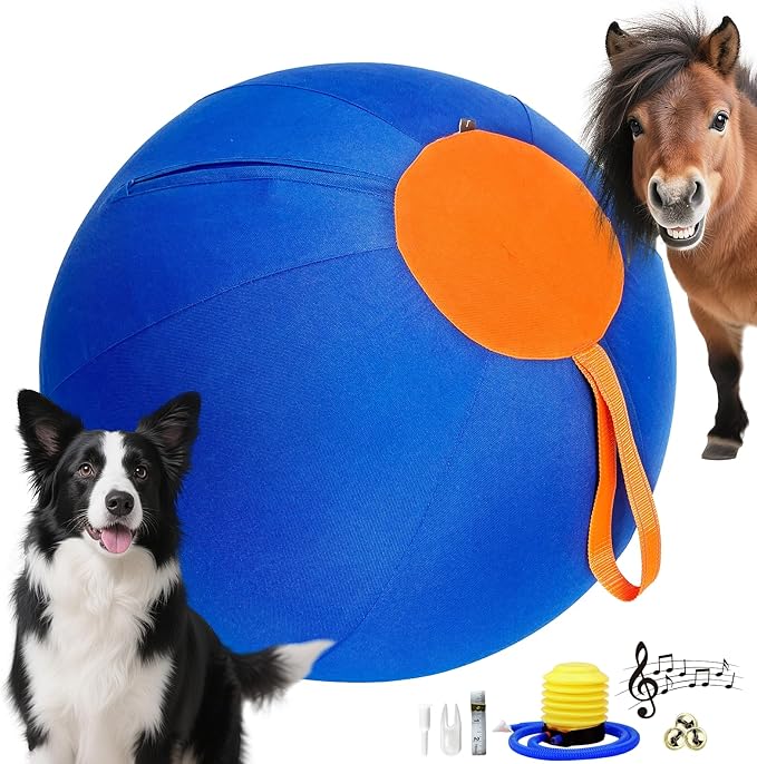 25" Herding Ball for Dogs – Durable Horse Ball Style Dog Toy with Cover – Dog Herding Toy for Outdoor Play, Training & Exercise – Great for Australian Shepherds & Large Breeds-Mewly Pet