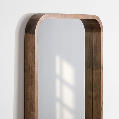 Kate and Laurel Hutton Modern Rounded Rectangle Wall Mirror, 20 x 30, Rustic Brown, Transitional Geometric Mirror for Wall