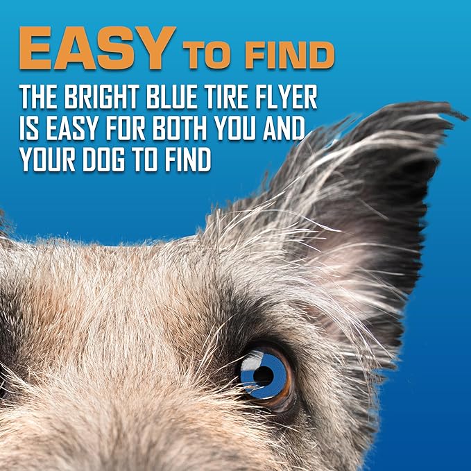 Nerf Dog Tire Flyer Outdoor Dog Toy, 10 Inch Flying Disc Dog Fetch Toy, Rubber Dog Toy for Medium Dogs and Large Dogs, Blue-Mewly Pet