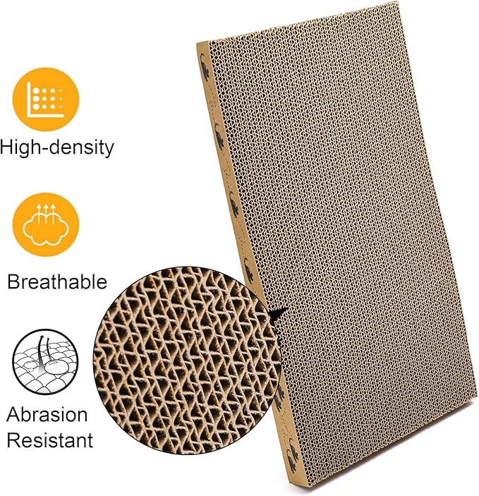Set of 2 Cardboard Cat Scratchers, 6 Pcs Corrugated Cat Scratch Pad with 2 Boxes, Cute Reversible Kitty Sofa Bed, Refillable Wave Shaped Lounge, Interactive Kitten Toy for Indoor Cats-Mewly Pet