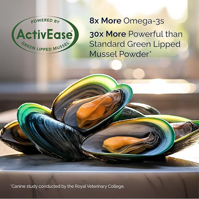 Yumove Hip & Joint Supplement for Dogs with Glucosamine, Hyaluronic Acid, Green Lipped Mussel & Omega 3 Joint Supplement - Regular or Advanced Strength (180ct, Advanced Vet Strength Soft Chews)-Mewly Pet