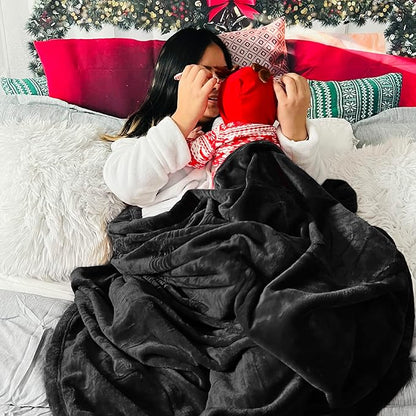 Bedsure GentleSoft Fleece Bed Blankets Full Size Black - Soft Lightweight Plush Fuzzy Cozy Luxury Blanket Microfiber, 84x90 inches