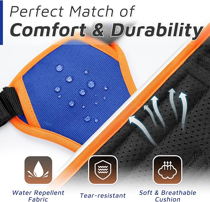 Eagloo Dog Harness for Large Dogs, No Pull Service Vest with Reflective Strips and Control Handle, Adjustable and Comfortable for Walking, No Choke Pet Harness with 2 Metal Rings, Blue & Orange, L-Mewly Pet