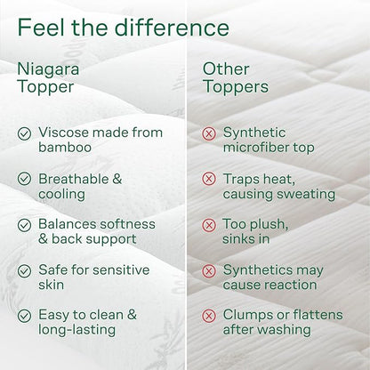 Ultra Soft Twin Size Mattress Topper - Viscose Made from Bamboo Pillow Top Mattress Pad for Back Pain Relief - Naturally Cooling for Hot Sleepers, White