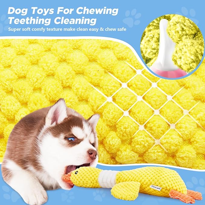 Vitscan Durable Dog Toys for Small Large Dogs, Dog Chew Toy for Aggressive Chewers, Tough Squeaky Interactive Dogs Toys for Puppies Plush Puppy Toys Goose Pet Toy Puppy Chew Toys for Teething-Mewly Pet