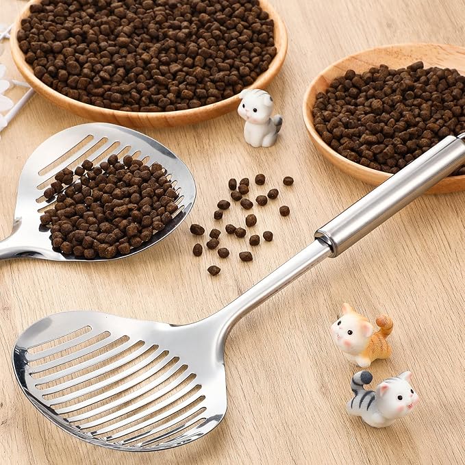 2 Pcs Cat Metal Litter Scoop Litter Scoop, Cat Accessories Scooper Stainless Steel Kitty Poop Sifting Cleaning for Litter Box, Metal Poop Sifter Pet Supplies-Mewly Pet