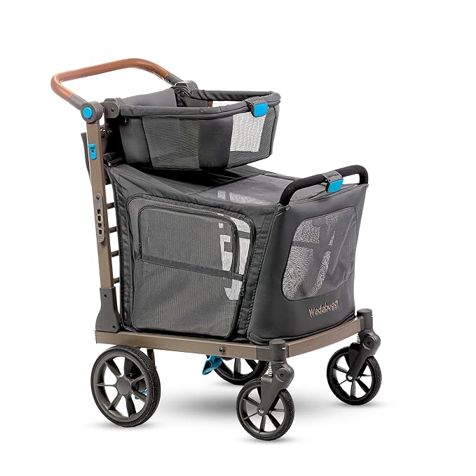 Pet XL Foldable Cart - Adjustable & Portable Pet Stroller with Caddy, Shopping Basket, Foam Filled Rubber Wheels & Storage - Carriage for Small & Medium Dogs, Cats Under 75 lbs-Mewly Pet