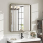 28x32 Bronze Bathroom Mirror, Brushed Metal Bathroom Vanity Mirrors for Wall, Rounded Corner Bronze Rectangle Mirror for Farmhouse, Bedroom, Anti-Rust (Horizontal/Vertical)