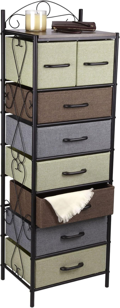 Household Essentials Victorian Style 8-Drawer Tower Storage Organizer Unit, Multicolor