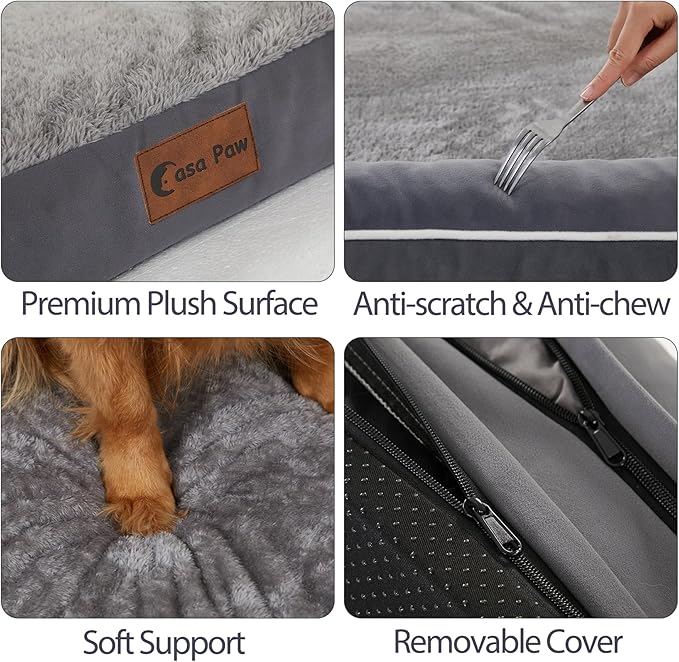 Orthopedic Dog Beds for Extra Large Dogs, Memory Foam Dog Couch Beds with Comfy Bolster, Waterproof Dogs Beds XLarge, Removable Washable Cover and Nonskid Bottom (X-Large, Dark Grey)-Mewly Pet