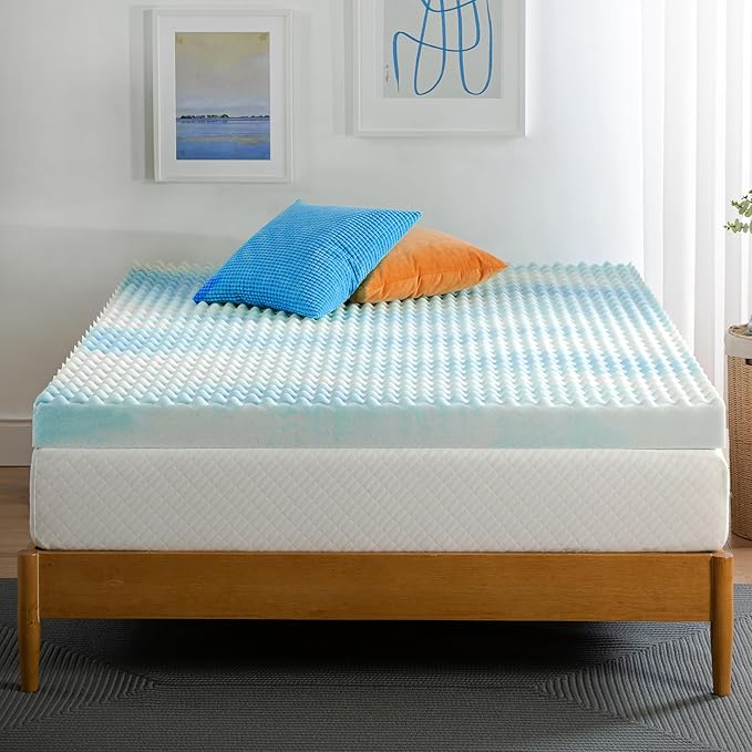 ZINUS 4 Inch Swirl Gel Cooling Memory Foam Mattress Topper, Smaller, More Convenient WonderBox Packaging, Cooling, Airflow Design, CertiPUR-US Certified, Full