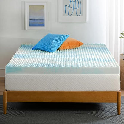 ZINUS 4 Inch Swirl Gel Cooling Memory Foam Mattress Topper, Smaller, More Convenient WonderBox Packaging, Cooling, Airflow Design, CertiPUR-US Certified, Full