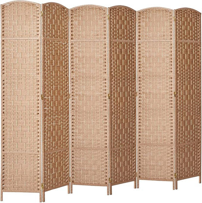 Rose Home Fashion Room Divider, 6 ft Tall Room Dividers and Folding Privacy Screens, 16in Privacy Screen 6 Panel Natural Space Temporary Wall Foldable Partition Separation